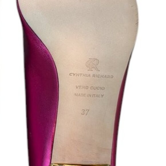 Cynthia Richard Elizabeth Fuchsia Metallic leather Pump Low Heels Fancy Shoes 37 - Picture 13 of 15
